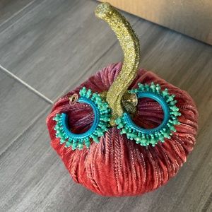 Turquoise Beaded hoop earrings